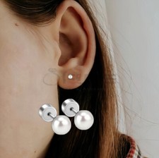 4mm Silver Flat Screwback Round White Pearl Helix Tragus Ear Stud Earrings