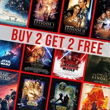 Star Wars Saga Posters Wall Art All Movies Film Cinema Poster Prints A4 A3 A2