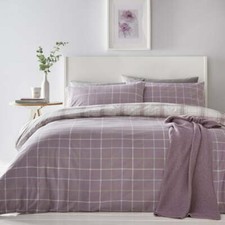 Skye Mauve duvet Set, mauve and white tartan / check. Fully reversible