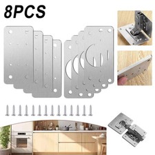 Hinge Repair Plate, 8Pcs Cabinet Hinge Repair Brackets Kitchen Cupboard Door Kit