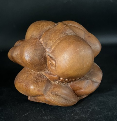 Carved wood weeping buddha - wood,