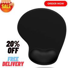 BLACK ANTI-SLIP COMFORT MOUSE MAT PAD WITH GEL FOAM REST WRIST SUPPORT PC LAPTOP
