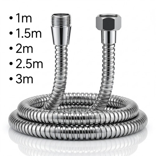 Stainless steel shower - steel, hose