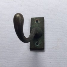 Reclaimed  Brass Coat Hook Offset Antique Salvaged Reclaimed