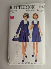 Vintage sewing pattern 1960s  dress & coat Butterick  bust 41" 5603 