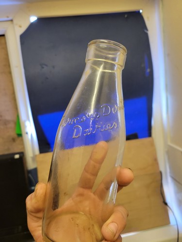 Old glass milk bottles - glass,