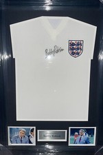 Signed Framed England Retro shirt By Sir Bobby Robson England Ipswich Barcelona