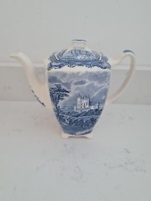 Rare Johnson Brothers Old Britain Castles Coffee Pot Vintage Blue White Bolsover