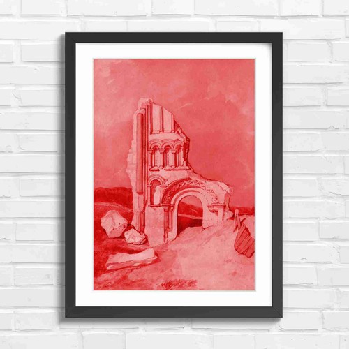 Ruined stone arch with - ruined, arched