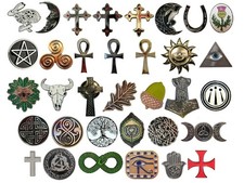 Pagan Moon Hare Celtic Knots Pentagram Wiccan Gothic Wicca Cross Druid Badges