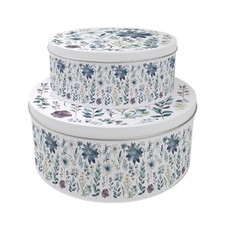 Set of 2 Blue Pastel Flowers