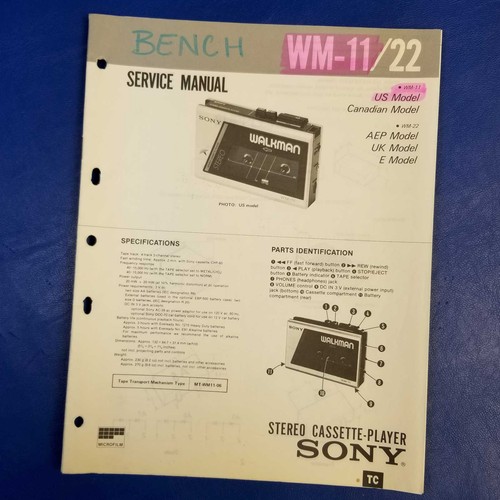 Sony 22 service - sony, wm-22