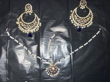 3 Pc artificial Jewellary Set (Earings, Matha Patti) For Asian Weddings