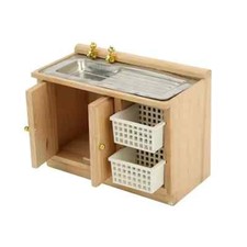 Dolls House Pine Colour Sink Unit 1:12 Scale Kitchen Furniture Accessory