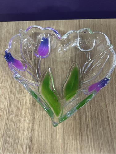 Glass heart shaped trinkets - glass,