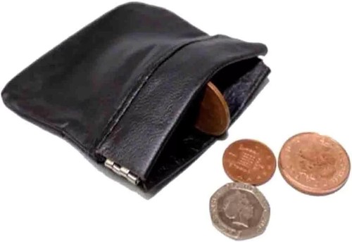 Unisex soft black leather coin - black,