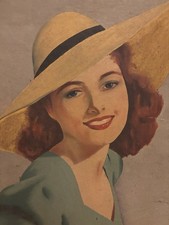 Vintage 1938 Oil Portrait Painting Of A Young Lady ( Antique Style).