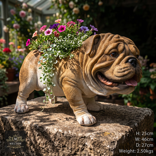 Planter flower pot bulldog - flower,