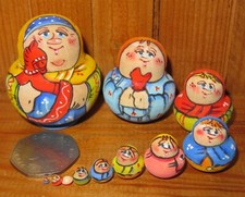 Russian nesting dolls Matryoshka MINIATURE 10 Babushka & Horse tiny LATISHEVA