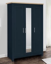 Blue,Oak Finish Wood Bedroom Cabinet,Wardrobe,Chest Drawers,Bedside,Furniture