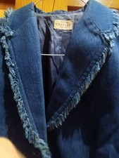 Caroline Charles Fitted Denim Jacket With Padded Shoulders. Elegant smart