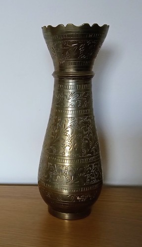 Vintage indian etched brass - vintage,