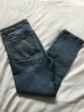 Marks & Spencer Straight Petite / Cropped High Rise Faded Blue Jeans UK 10-12