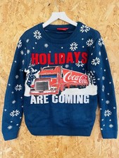 Coca Cola original navy blue light up Christmas Jumper embroidered men’s size XS