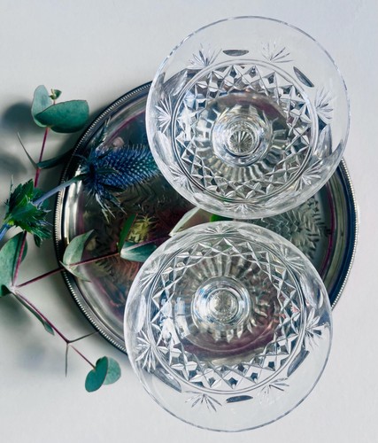 Vintage cut crystal coupes - crystal, /