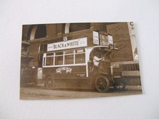 ROYAL BLUE BUS ADVERTISING BLACK & WHITE WHISKY POSTCARD