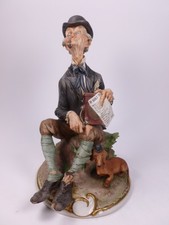 CAPODIMONTE GIUSEPPE CAPPE FIGURE "THE HURDY GURDY MAN" WITH HIS DACHSHUND DOG