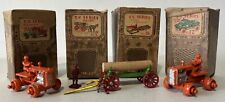 5x VINTAGE BENBROS TV SERIES LOG CART FARM TRACTORS FIGURES & BOXES JOB LOT