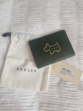 Radley Racing Green Heritage Dog Outline Leather Travelcard Holder & Dustbag