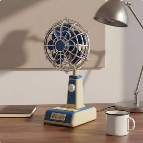 Retro desk fan - desk, adjustable