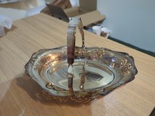 Swing Handle Silver Plated Oval Fruit/Bread Basket 4-Feet EPNS England