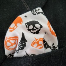 HALLOWEEN  PUMPKIN  SKULLS POCKET SQUARE  HANDMADE HANDKERCHIEF + 1 FREE GIFT