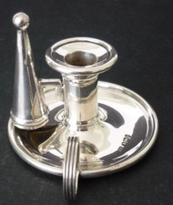 Antique 1901 Silver Hallmarked Silver Miniature Chamberstick & Snuffer Go To Bed