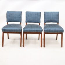 3 Retro Teak Chairs Blue/Teal Upholstery Scandinavian Style FREE UK Delivery
