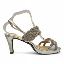 Women's EEE Wide Fit Diamante Strappy Heeled Sandals – Elegant Evening Shoes