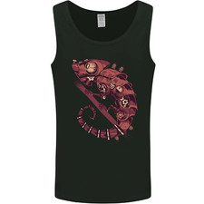 Steampunk Chameleon Iguana Reptile Lizard Mens Vest Tank Top