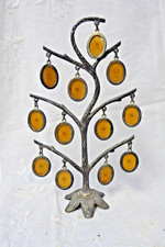 Vintage Past Times 12 Family Tree Hanging Photo Picture Frame Oval Silver Tone
