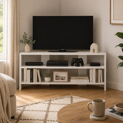 Corner unit white 110cm tv - white,