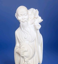 Vintage Signed A.Giannelli Italian Carved Alabaster Sculpture Chinese Wise Man.