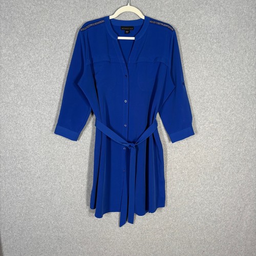 Satin shirt dress belted - satin,