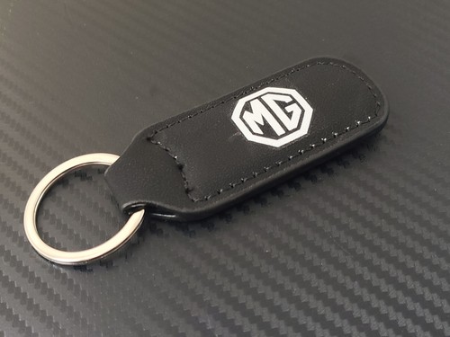 Faux leather keyring - faux, black