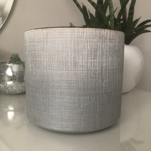 Silver textured pot planter - silver,