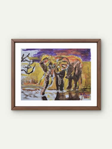 Original elephant painting - elephant,
