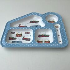Cath Kidston childrens Spotty Blue Trains Melamine Food Tray VGC