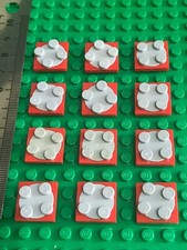 LEGO - 12 x RED Technic 2 x 2 Plate Rotating Turntable with Light Grey Insert