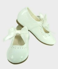 GIRLS IVORY BALLERINA SHOES BOW STRAP BY COUCHE TOT CHRISTENING WEDDING PARTY